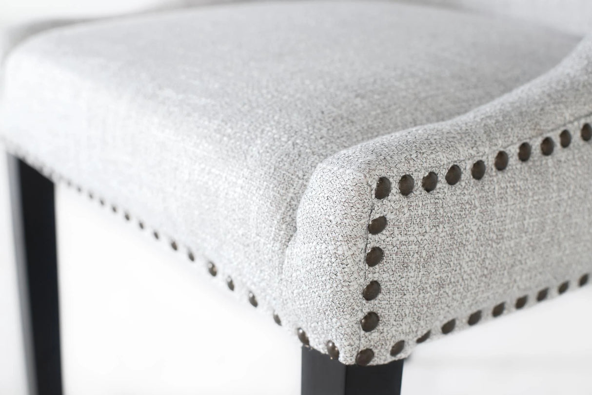 Giner and Colomer Set Of 2 Chairs Upholstered In Light Grey Fabric With Black Wooden Legs