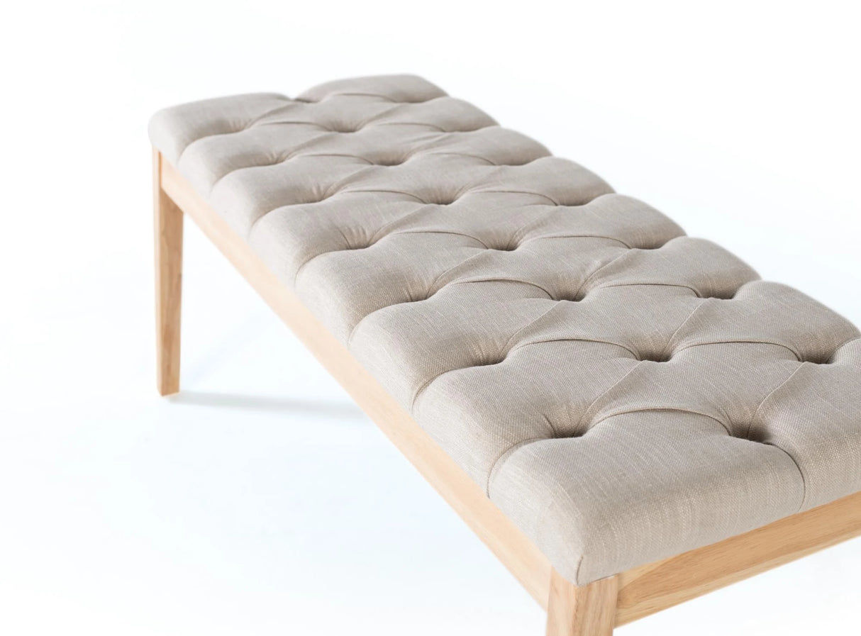 Giner and Colomer - Pine Wood Stool With Beige Upholstery