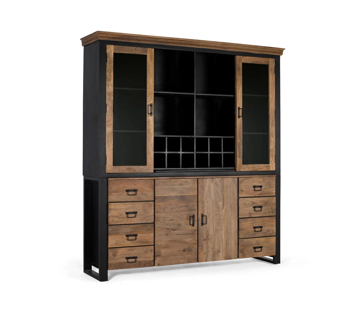 Giner and Colomer - 4-Door, 8-Drawer Mango Wood Cupboard In Natural & Black