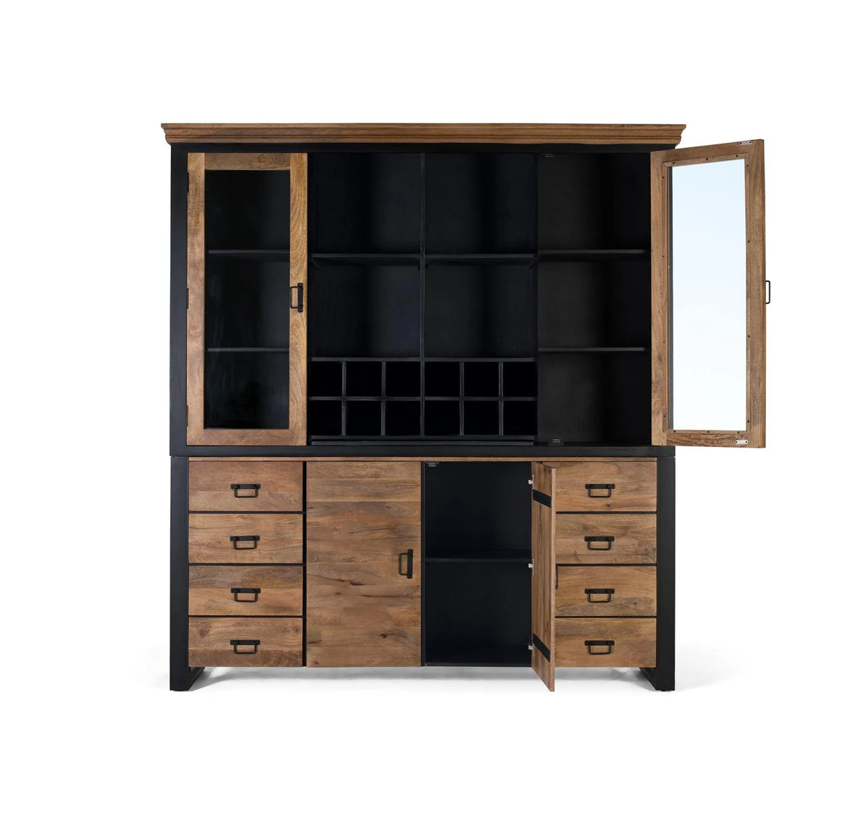 Giner and Colomer - 4-Door, 8-Drawer Mango Wood Cupboard In Natural & Black