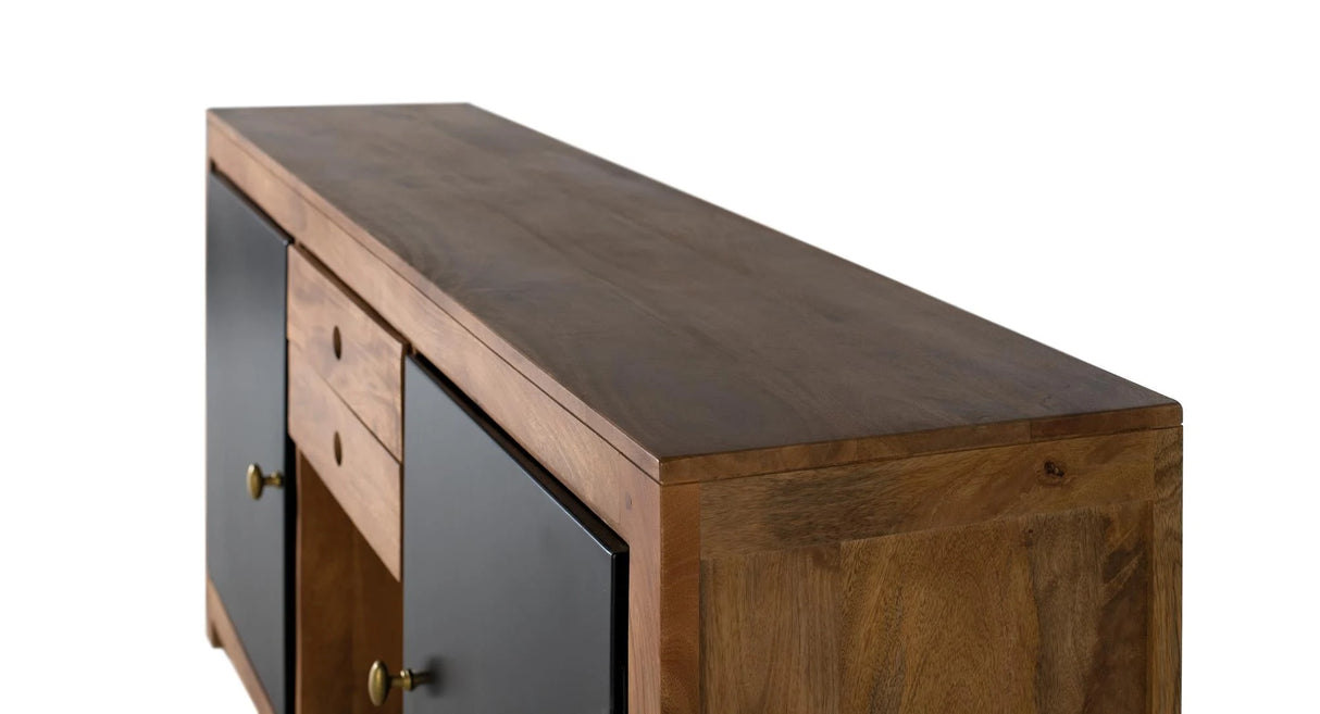 Giner and Colomer - Mango Wood Sideboard With Interior Lighting, 2 Metal Doors & 2 Drawers