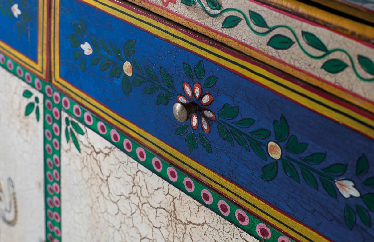 Giner and Colomer - Hand-Painted Mango Wood Sideboard With 2 Doors & 2 Drawers