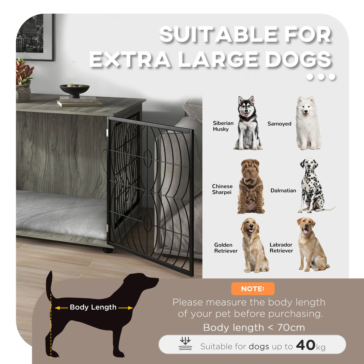 PawHut 46.46'' Dog Crate Furniture End Table w/ Plush Washable Cushion, Lockable Door, for Extra Large Dogs