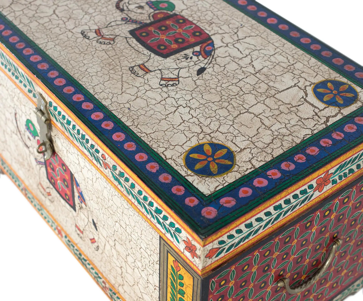 Giner and Colomer - Hand-Painted Mango Wood Chest With Top Opening