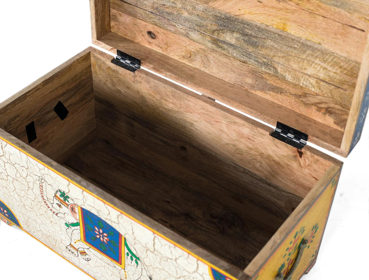 Giner and Colomer - Hand-Painted Mango Wood Chest With Top Opening