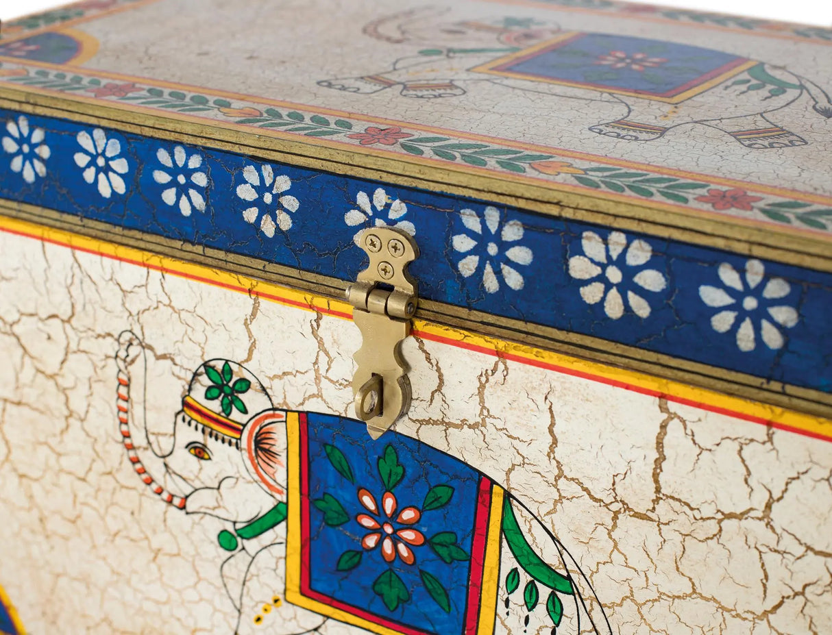 Giner and Colomer - Hand-Painted Mango Wood Chest With Top Opening