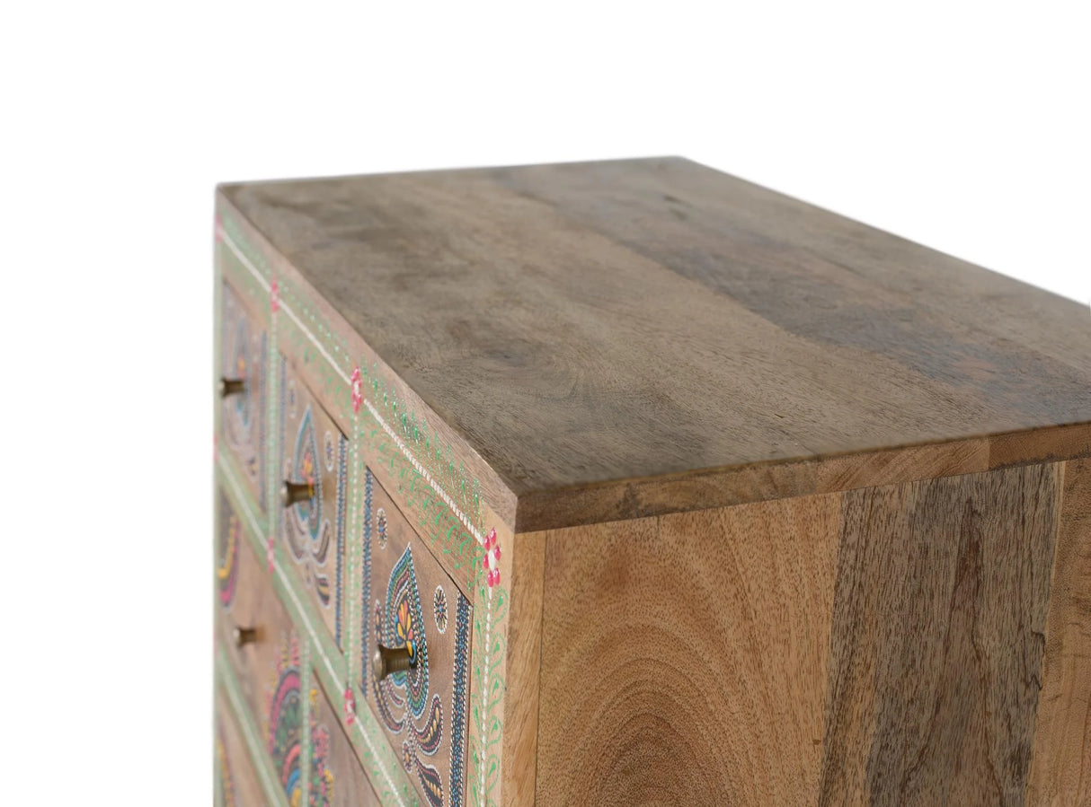 Giner and Colomer - Hand-Painted Mango Wood High Sideboard With 7 Drawers & 2 Doors