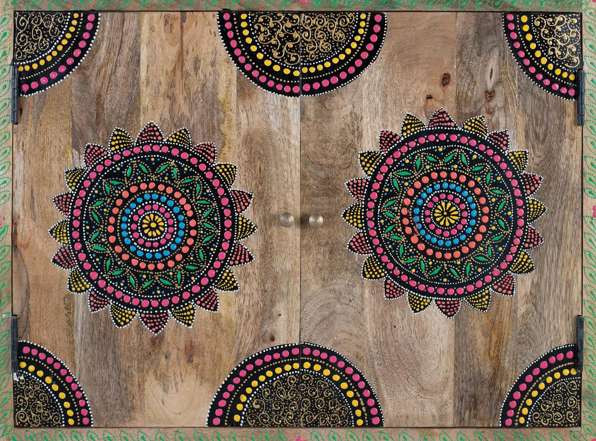 Giner and Colomer - Hand-Painted Mango Wood High Sideboard With 7 Drawers & 2 Doors