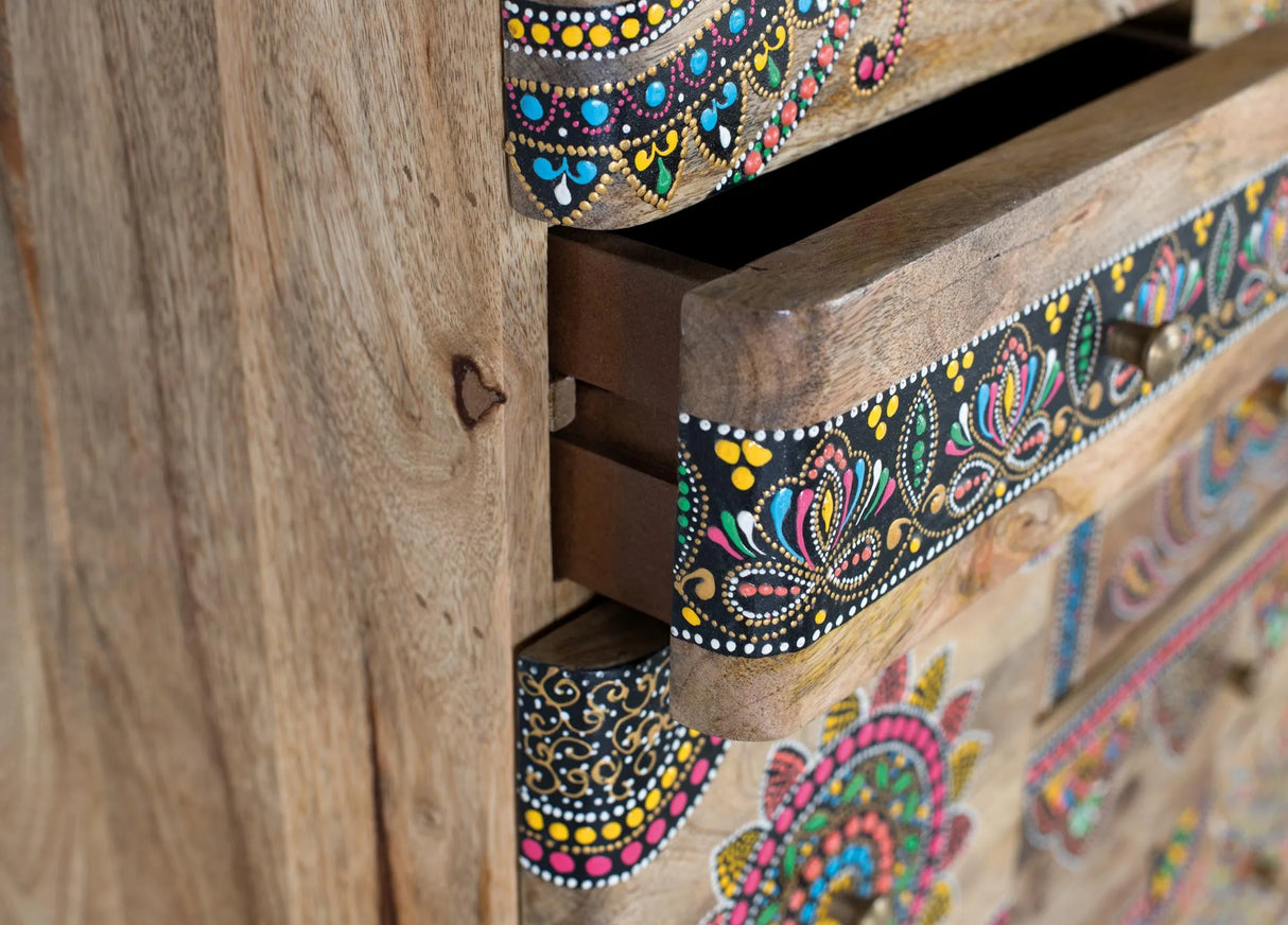 Giner and Colomer - Hand-Painted Mango Wood Chest Of Drawers With 11 Drawers