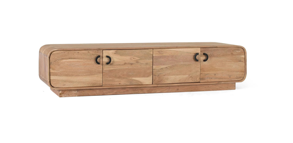Giner and Colomer - 4-Door Acacia Wood TV Cabinet In Natural Finish