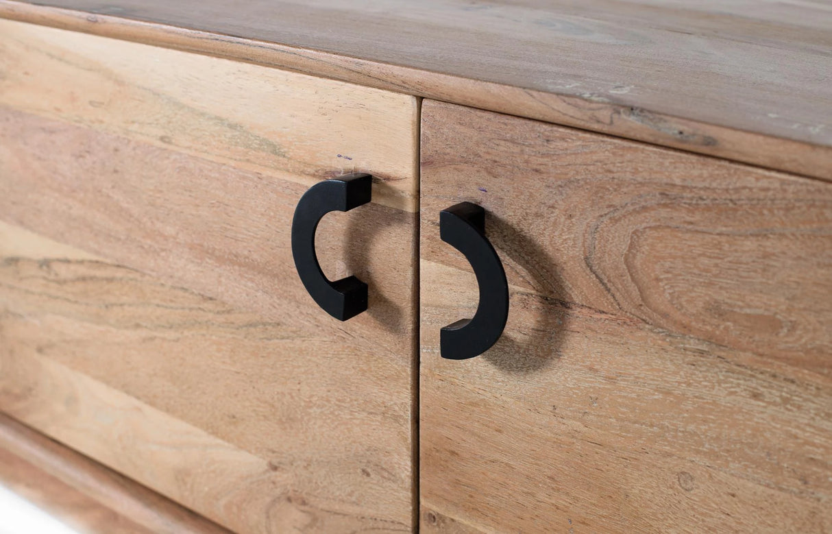 Giner and Colomer - 4-Door Acacia Wood TV Cabinet In Natural Finish