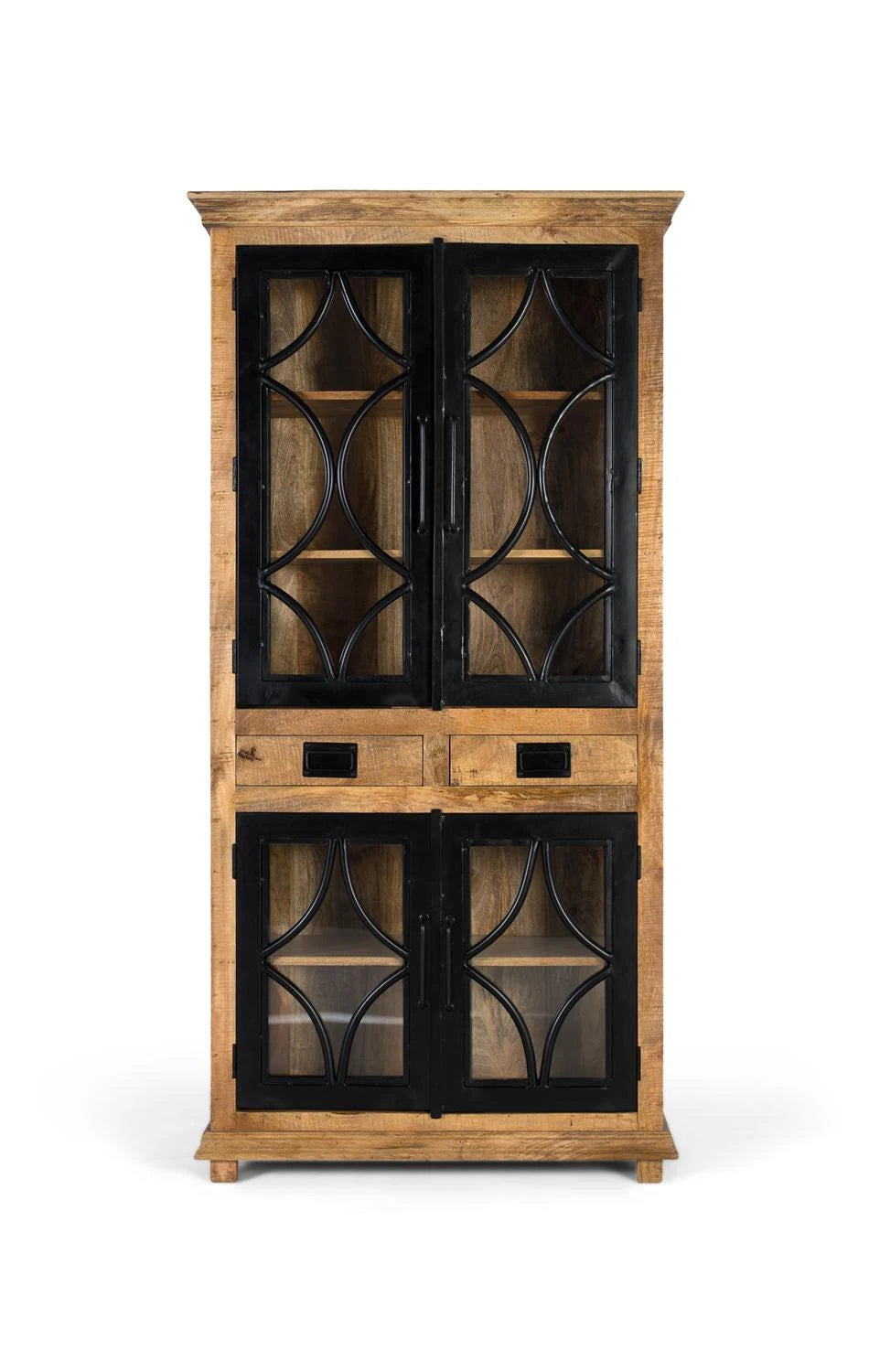 Giner and Colomer - Industrial-Style Display Cabinet (4 Glass Doors, 2 Drawers)