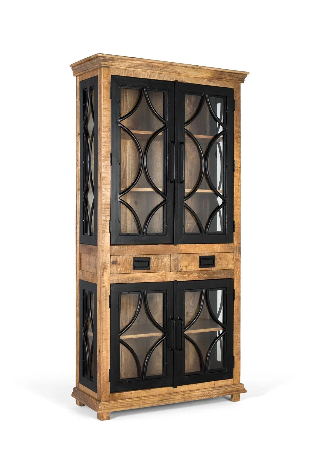 Giner and Colomer - Industrial-Style Display Cabinet (4 Glass Doors, 2 Drawers)