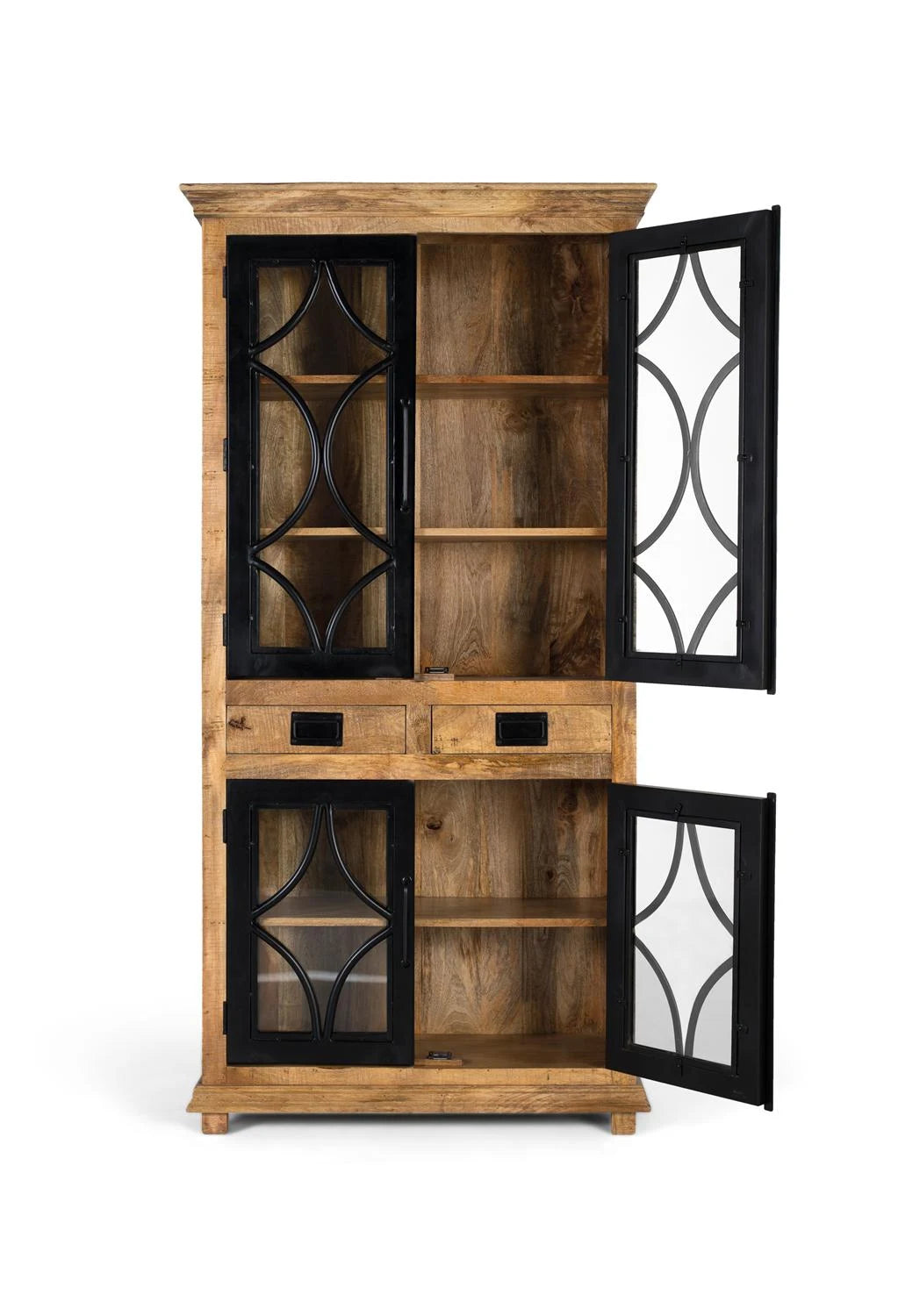 Giner and Colomer - Industrial-Style Display Cabinet (4 Glass Doors, 2 Drawers)