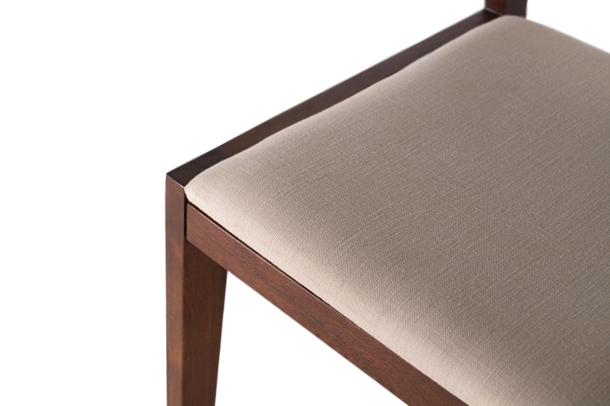 Giner and Colomer - Set Of 2 Acacia Wood Chairs With Fabric Upholstery