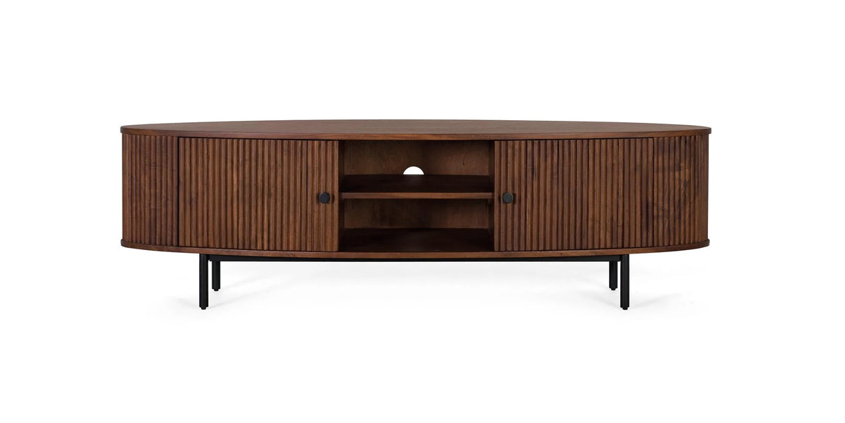 Giner and Colomer - 2-Door Acacia Wood & Metal TV Cabinet