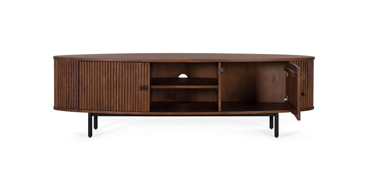Giner and Colomer - 2-Door Acacia Wood & Metal TV Cabinet