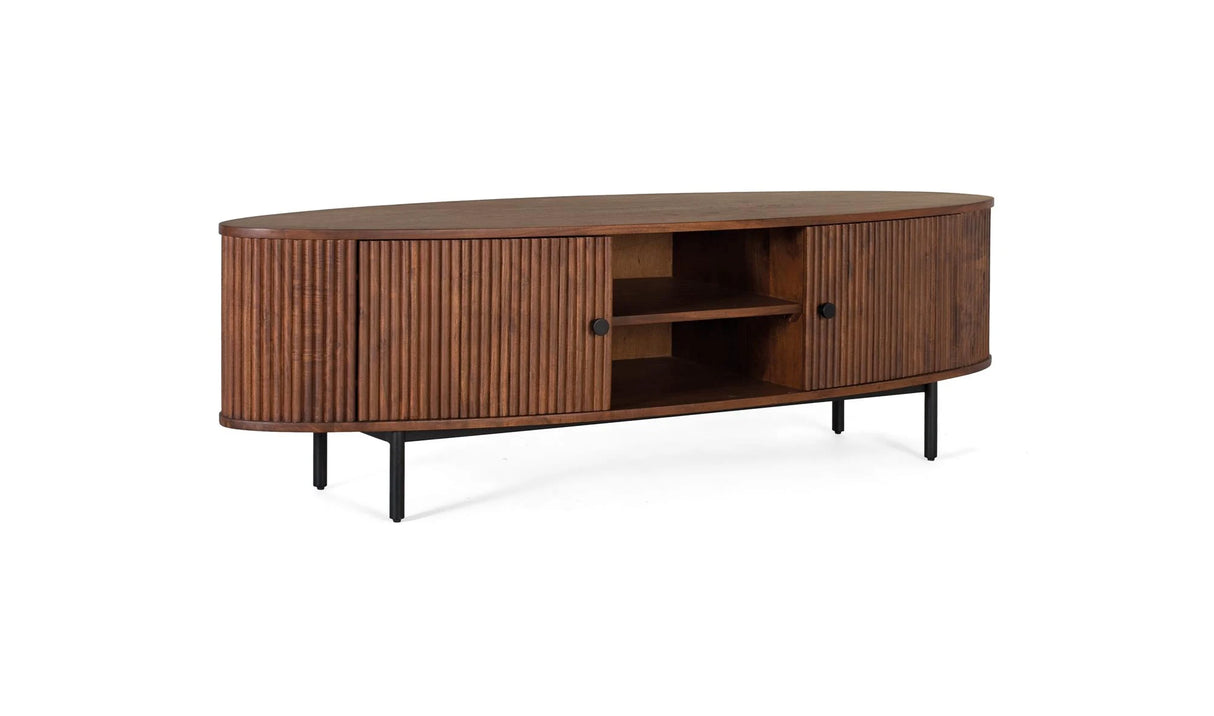 Giner and Colomer - 2-Door Acacia Wood & Metal TV Cabinet