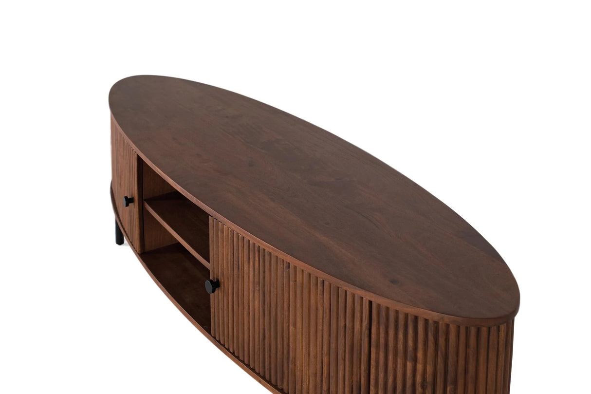 Giner and Colomer - 2-Door Acacia Wood & Metal TV Cabinet