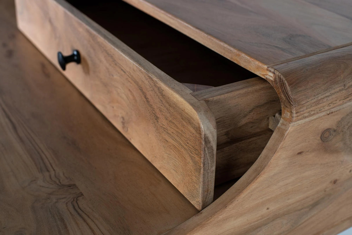 Giner and Colomer - Acacia Wood & Metal Desk With 3 Drawers