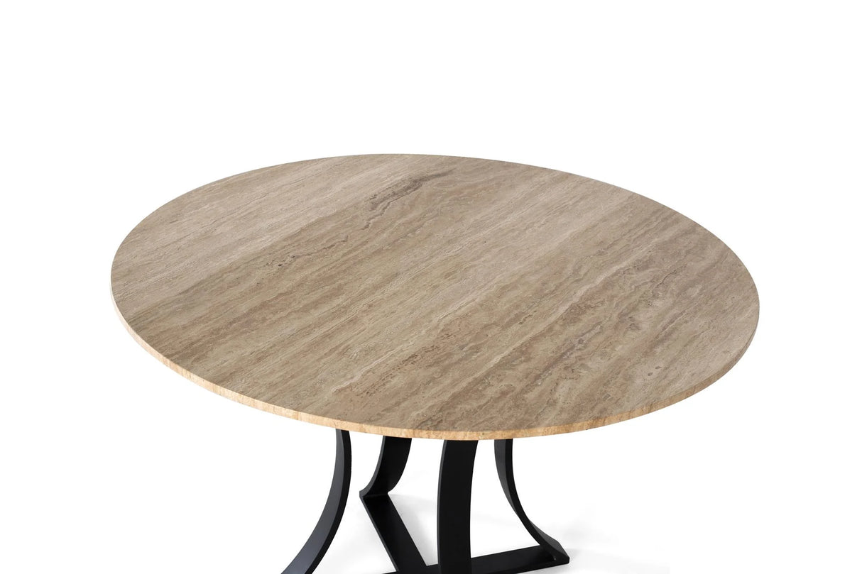 Giner and Colomer - Dining Table With Travertine Marble Top & Metal Base