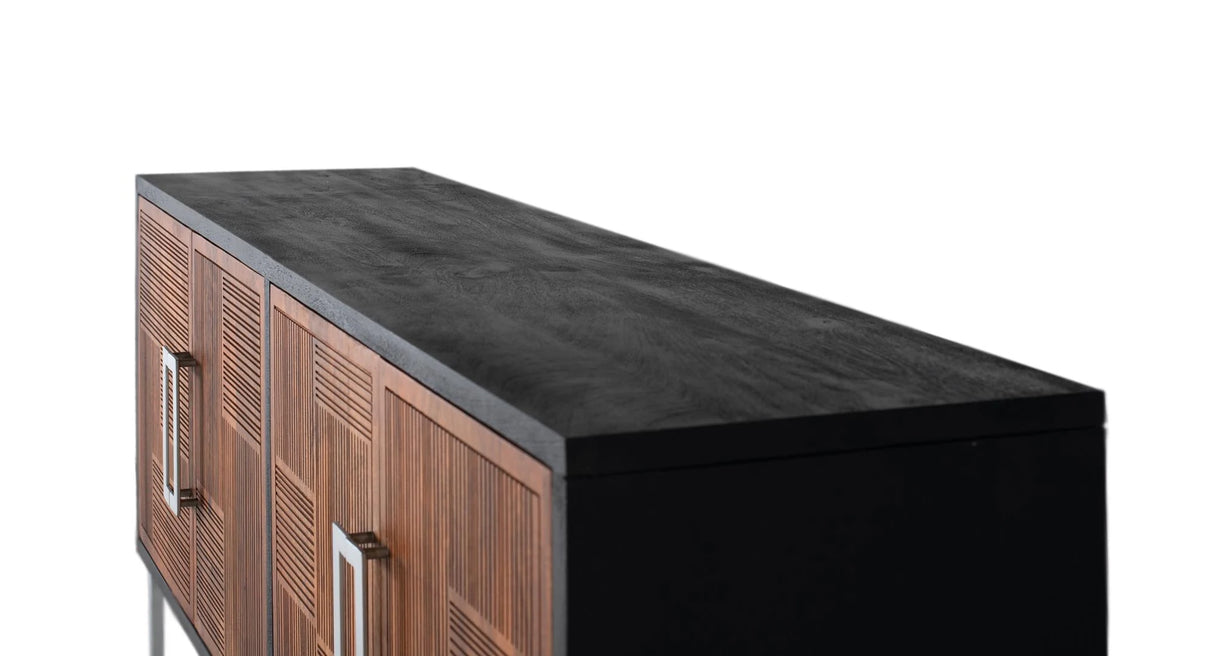 Giner and Colomer - 4-Door Mango Wood Sideboard With Metal Base