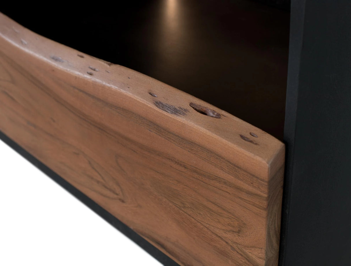 Giner and Colomer - 3-Drawer Acacia Wood TV Cabinet With Interior Lighting