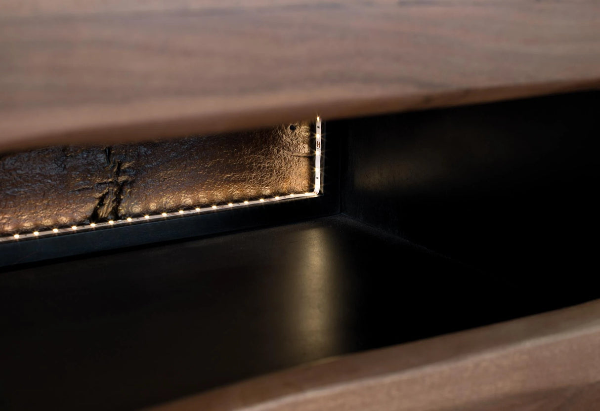 Giner and Colomer - 3-Drawer Acacia Wood TV Cabinet With Interior Lighting