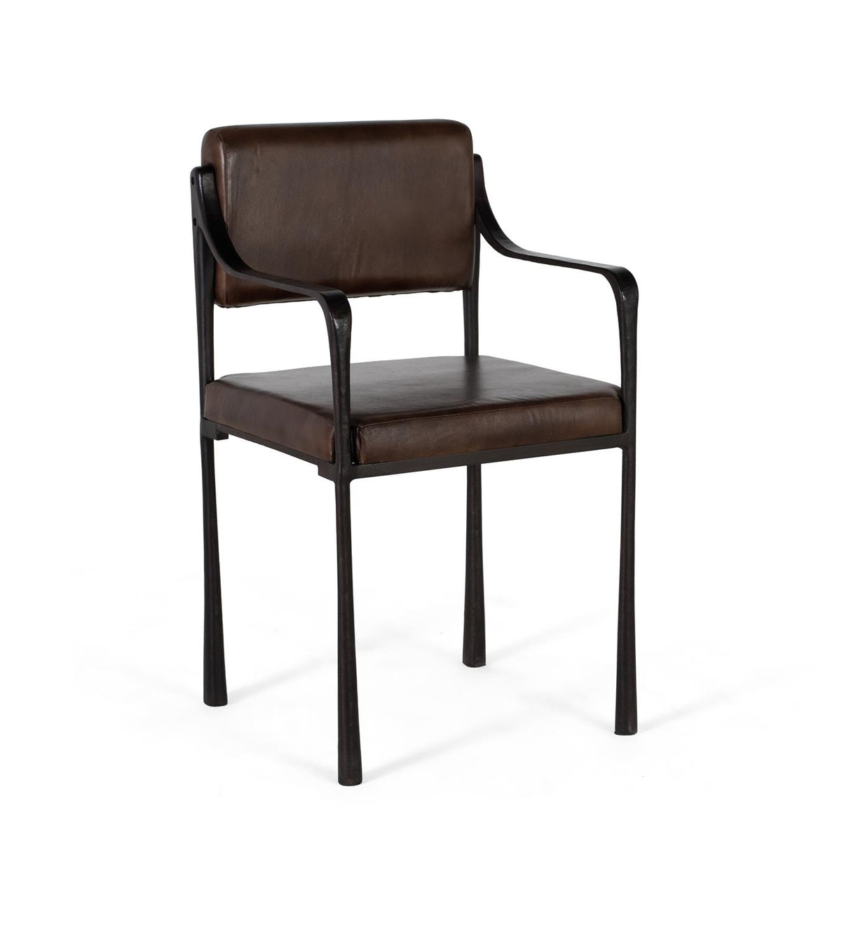 Giner and Colomer - Brown Leather Upholstered Chair With Metal Frame