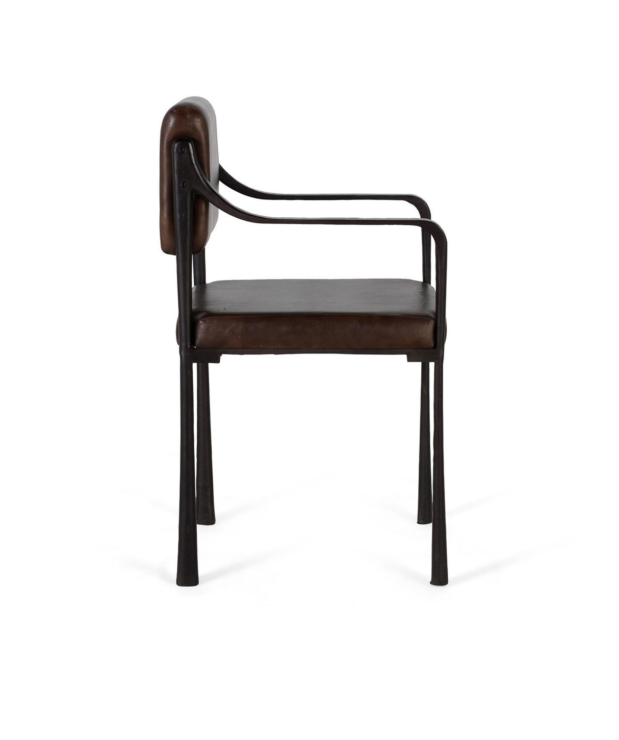 Giner and Colomer - Brown Leather Upholstered Chair With Metal Frame