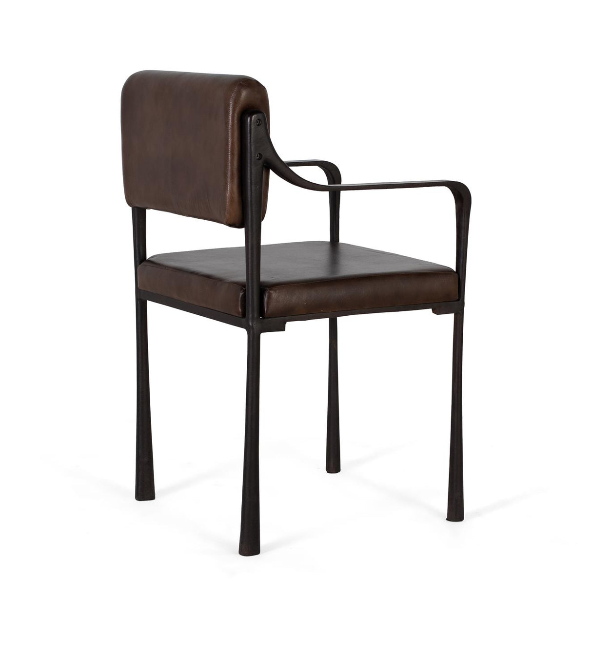 Giner and Colomer - Brown Leather Upholstered Chair With Metal Frame
