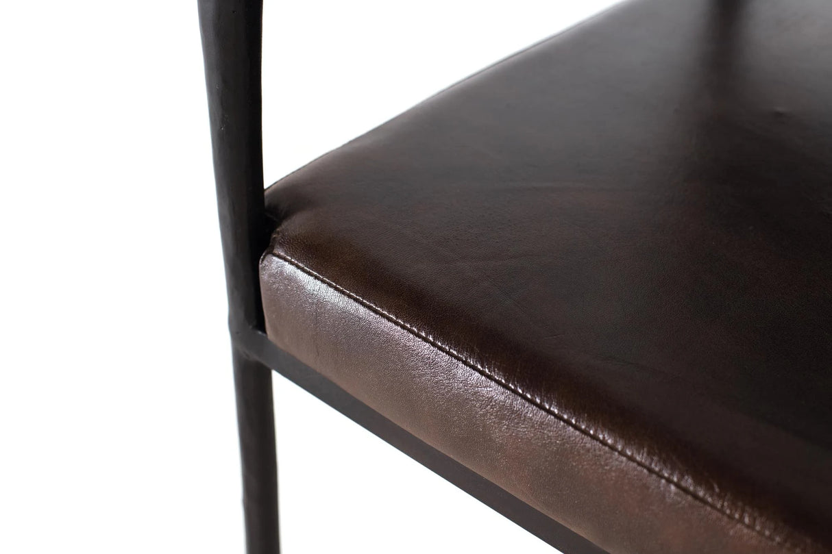 Giner and Colomer - Brown Leather Upholstered Chair With Metal Frame
