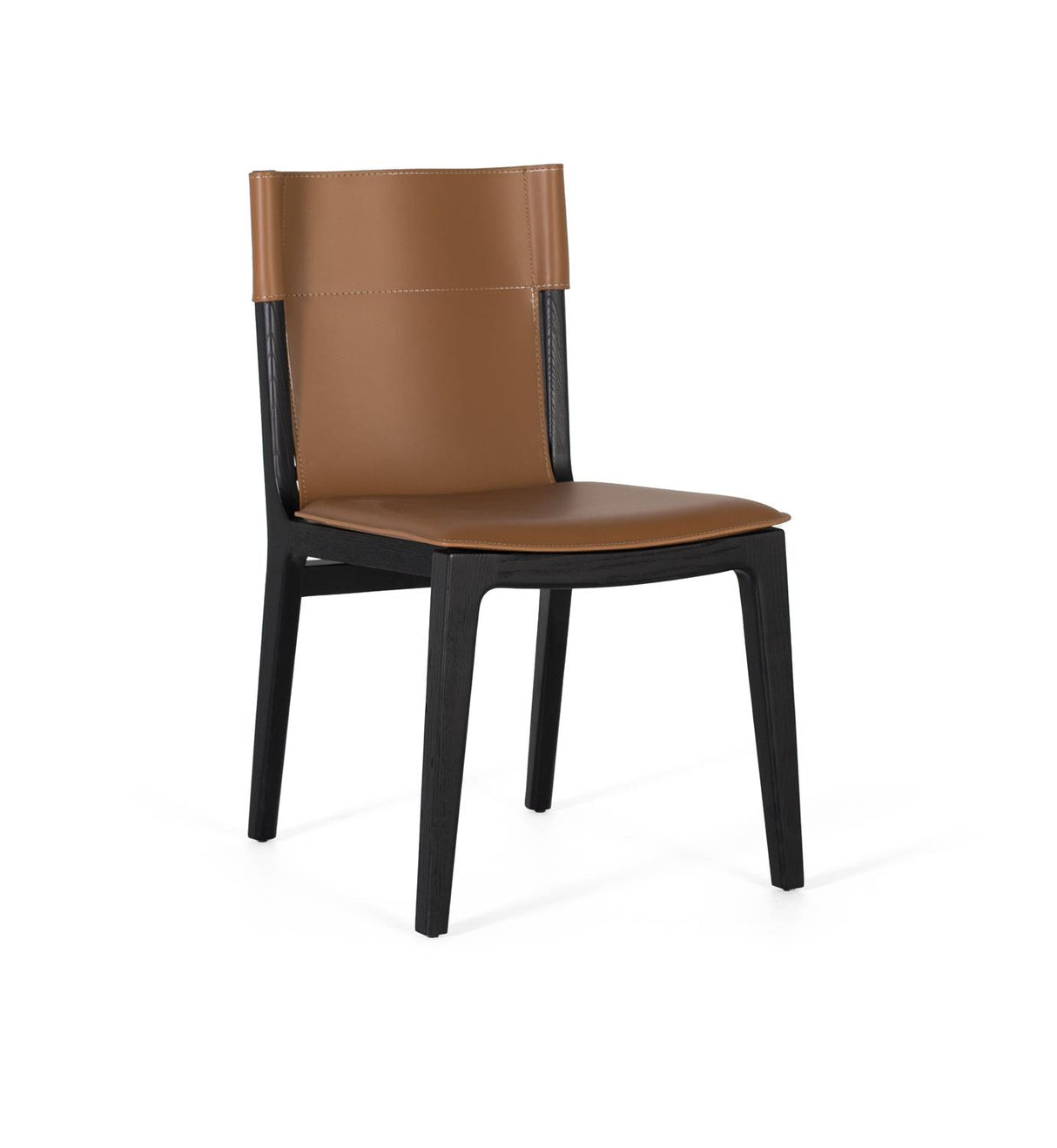 Giner and Colomer - Set Of 2 Light Brown Synthetic Leather Chairs With Black Ash Wood