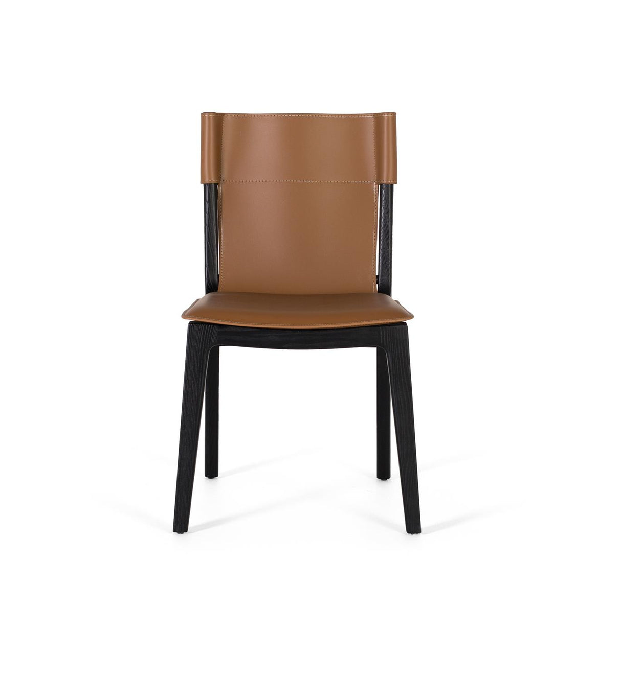 Giner and Colomer - Set Of 2 Light Brown Synthetic Leather Chairs With Black Ash Wood