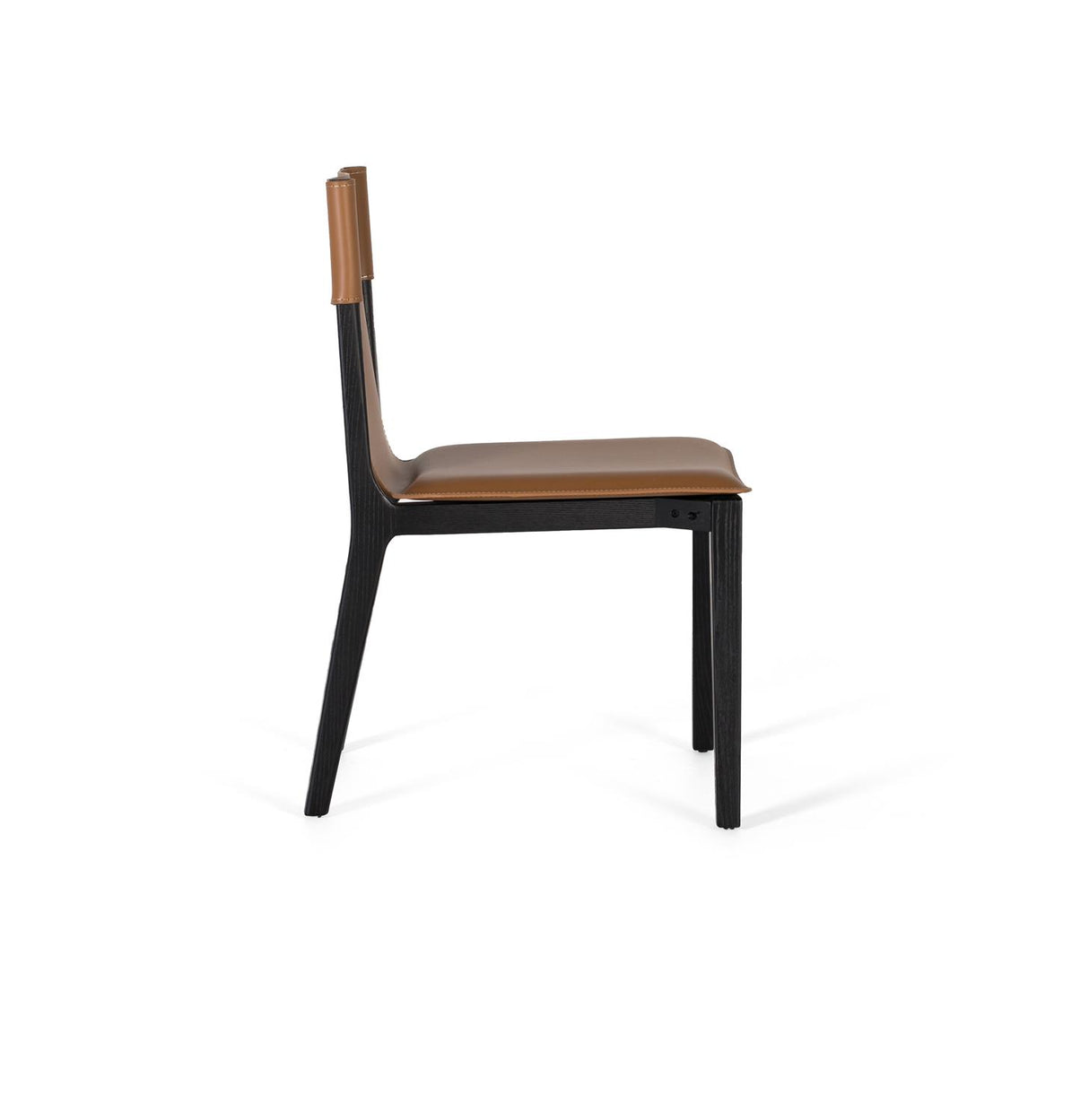 Giner and Colomer - Set Of 2 Light Brown Synthetic Leather Chairs With Black Ash Wood