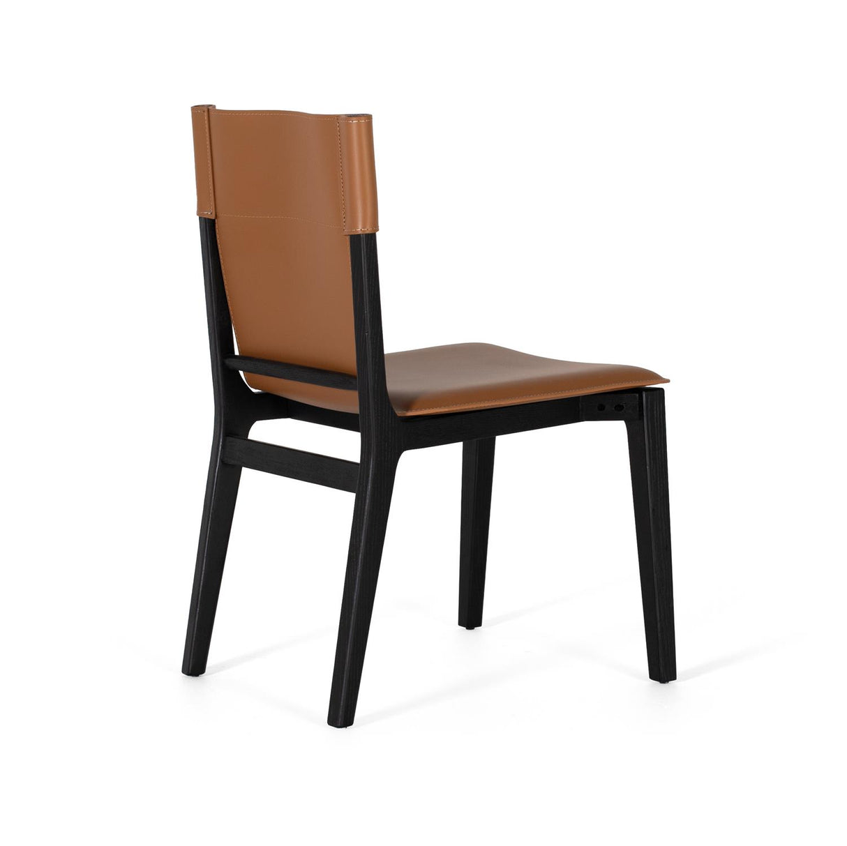 Giner and Colomer - Set Of 2 Light Brown Synthetic Leather Chairs With Black Ash Wood