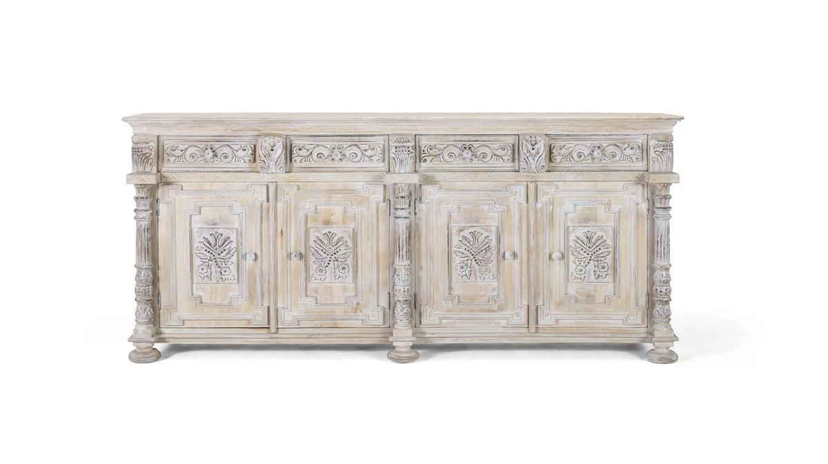 Giner and Colomer - 3-Drawer, 3-Door Mango Wood Sideboard (Aged White)