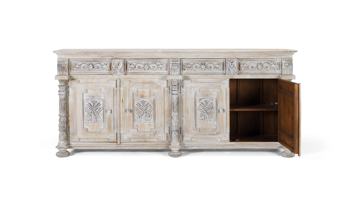 Giner and Colomer - 3-Drawer, 3-Door Mango Wood Sideboard (Aged White)