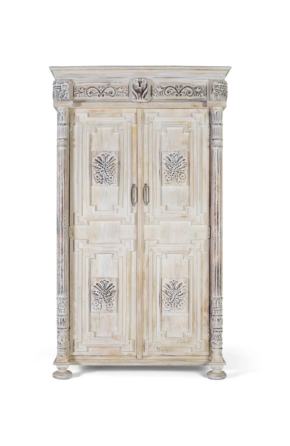 Giner and Colomer - 2-Door Mango Wood Wardrobe (Aged White)