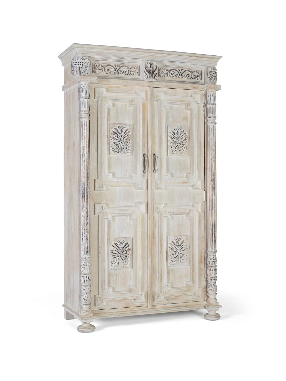 Giner and Colomer - 2-Door Mango Wood Wardrobe (Aged White)