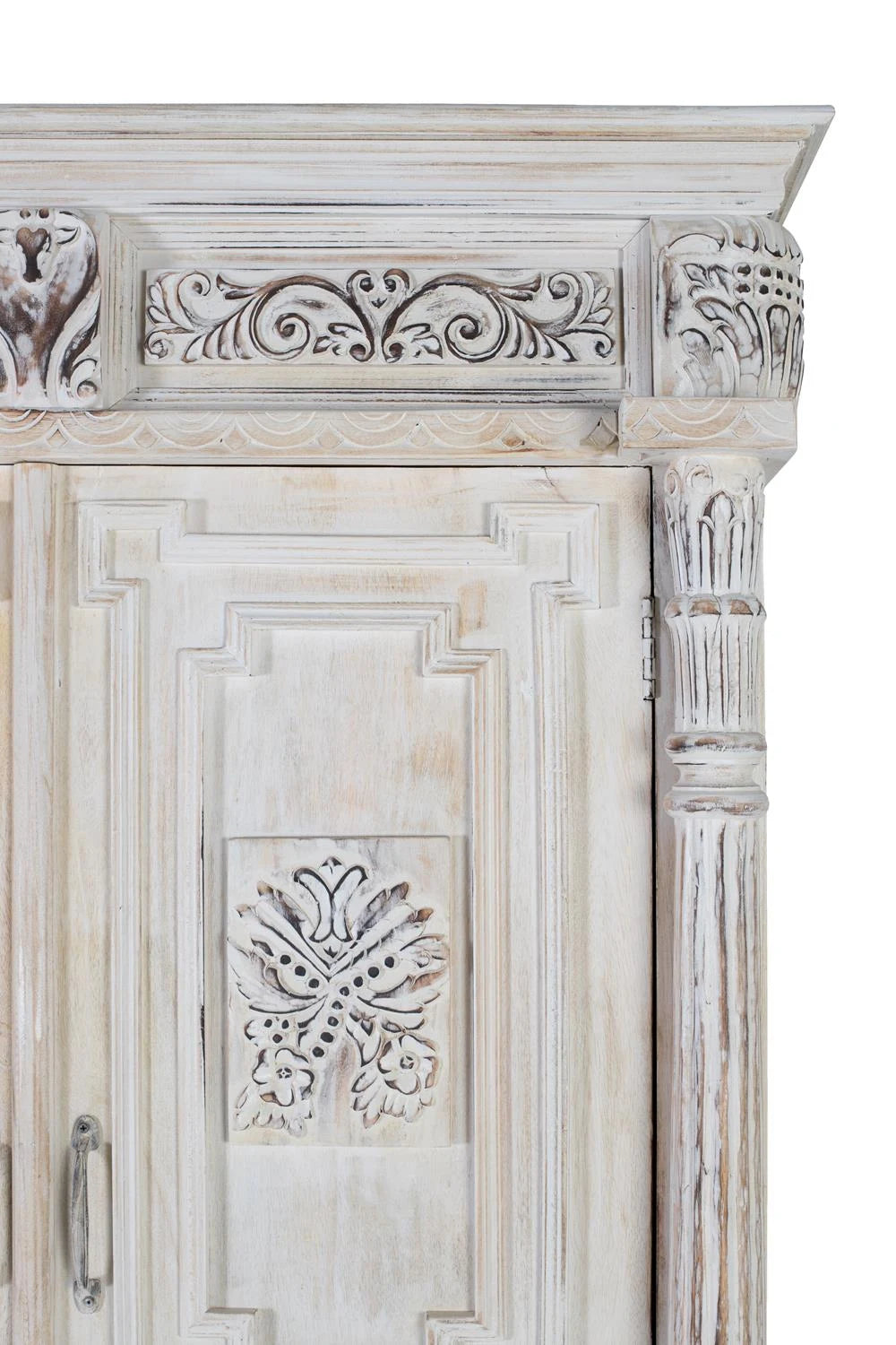 Giner and Colomer - 2-Door Mango Wood Wardrobe (Aged White)