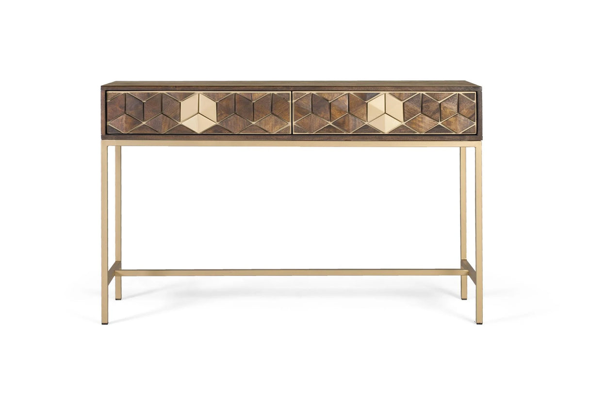Giner and Colomer - Mango Wood & Metal Console With 2 Drawers