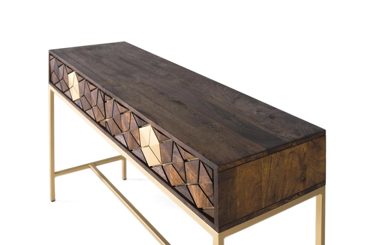 Giner and Colomer - Mango Wood & Metal Console With 2 Drawers