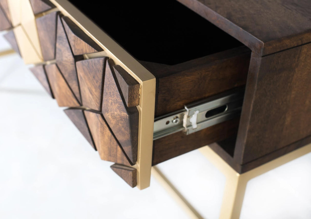 Giner and Colomer - Mango Wood & Metal Console With 2 Drawers