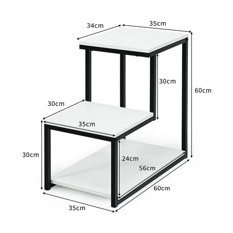3-Tier Side End Table with Storage Rack for Living Room