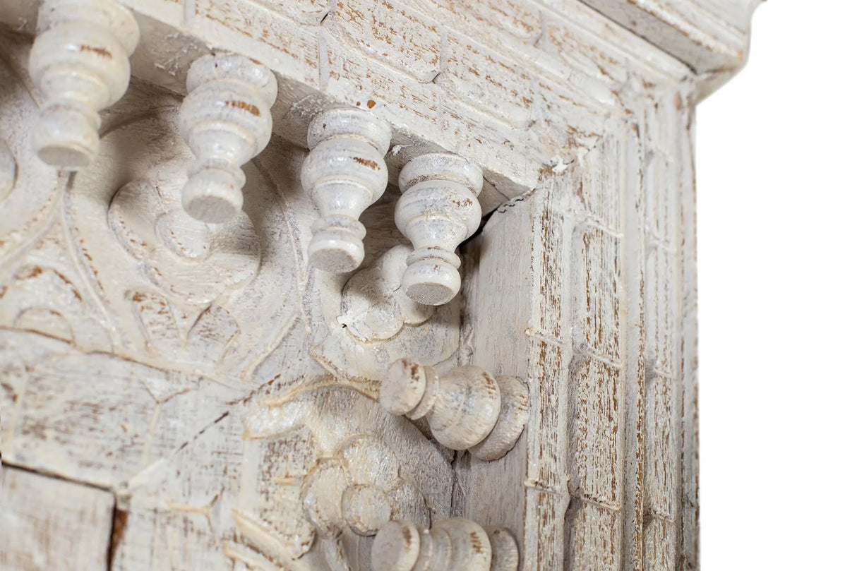 Giner and Colomer - Whitewashed 2-Door Hand-Carved Mango Wood Wardrobe