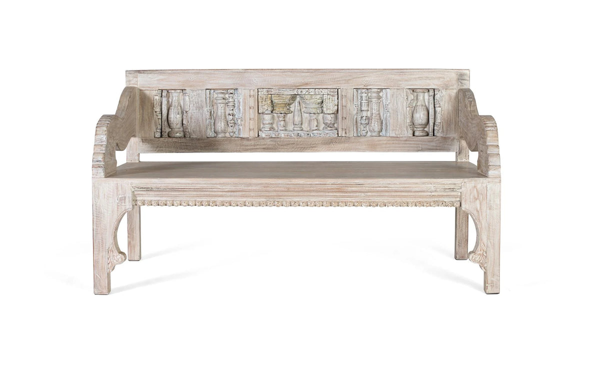 Giner and Colomer - Reclaimed Mango Wood Bench With Backrest