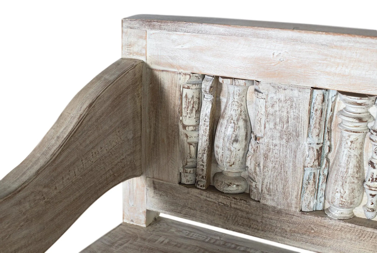 Giner and Colomer - Reclaimed Mango Wood Bench With Backrest