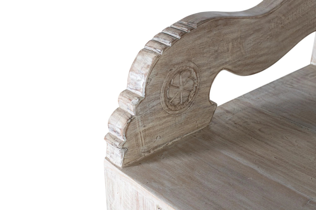 Giner and Colomer - Reclaimed Mango Wood Bench With Backrest