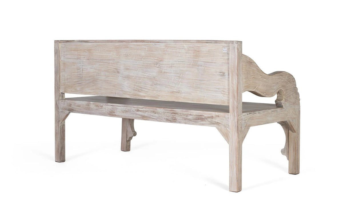 Giner and Colomer - Reclaimed Mango Wood Bench With Backrest